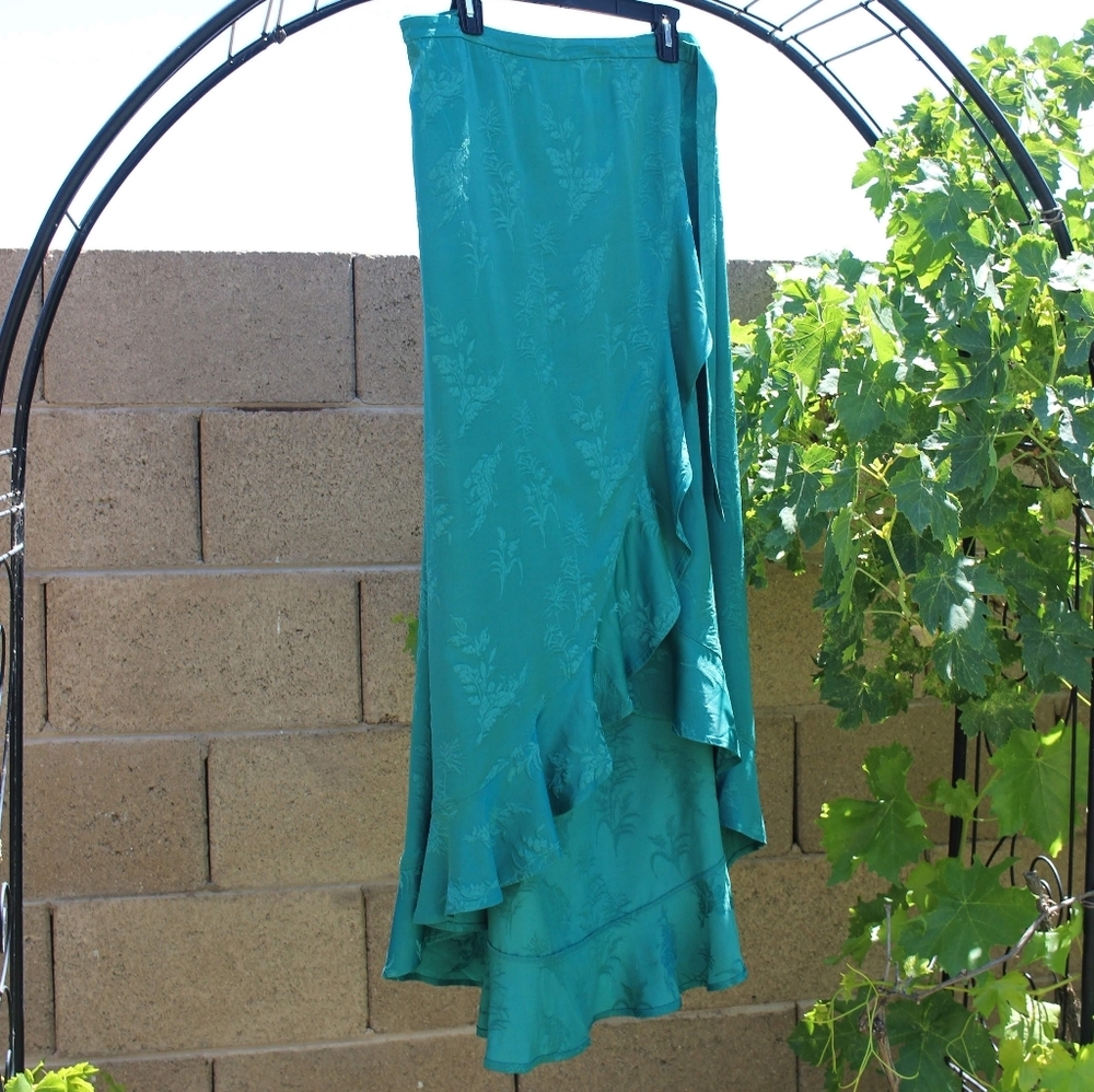 Wrap High Low Skirt with Ruffled Edge
